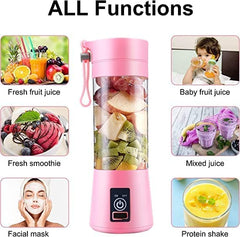6 Blade Usb Juicer Bottle-Portable Machine Electric Usb Juice Maker Bottle Blender Grinder Mixer, Rechargeable Shake Fruit & Vegetable Juicer Mixer Multicolor 1 Set GenzVybs