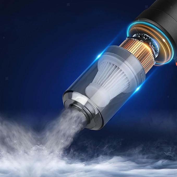 3-in-1 Mini Vacuum Cleaner with Blower & Suction | Portable Handheld Dust Cleaner with Washable Filter – USB Rechargeable nozzle blowing air